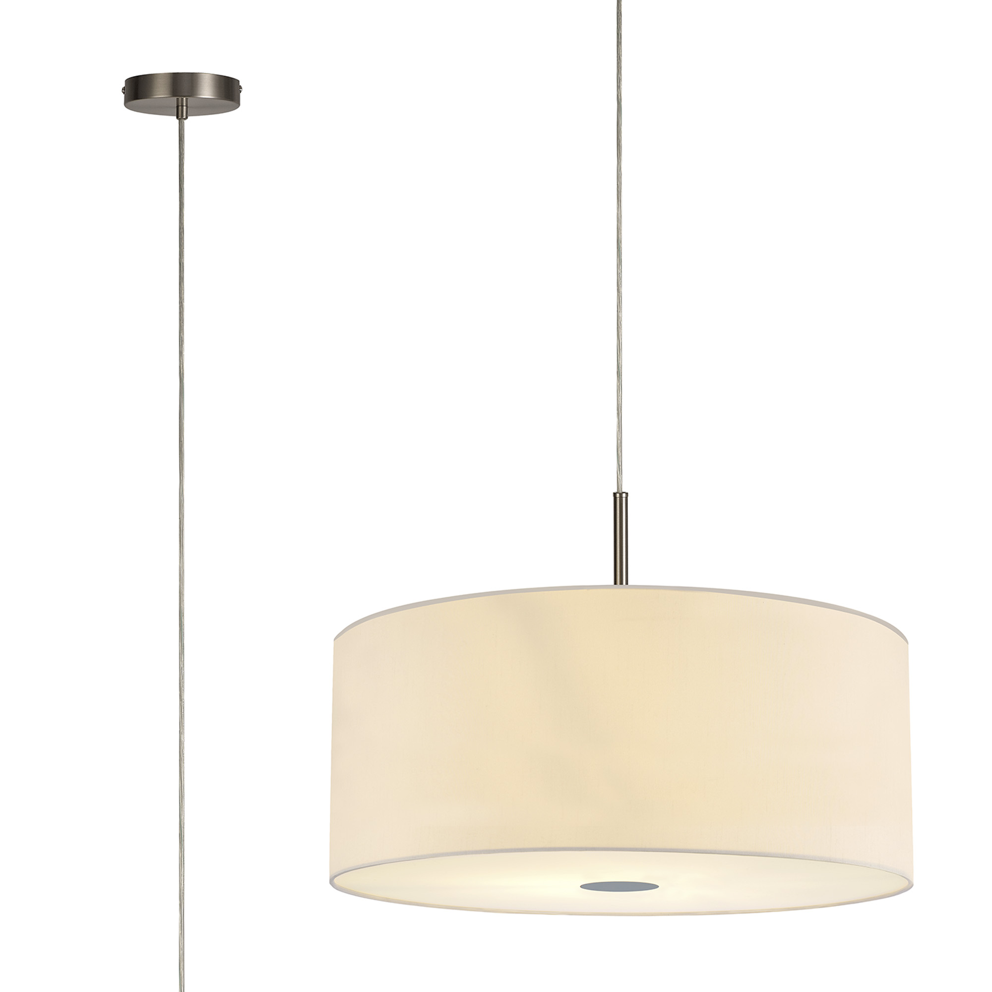 DK0545  Baymont 60cm 5 Light Pendant Satin Nickel, Ivory Pearl/White, Frosted Diffuser